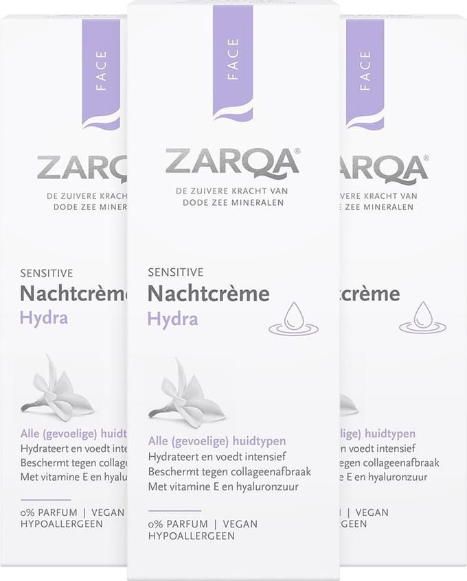Zarqa - Hydra Nachtcrème - 3 x 50 ml - Voordeelverpakking