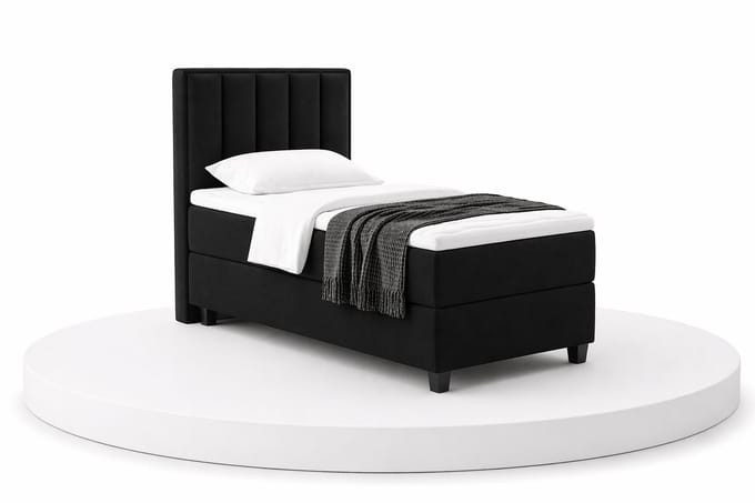 Boxspring SoloLux - 80x200 Compleet - Eenpersoons bed - Zwart - BalBedden