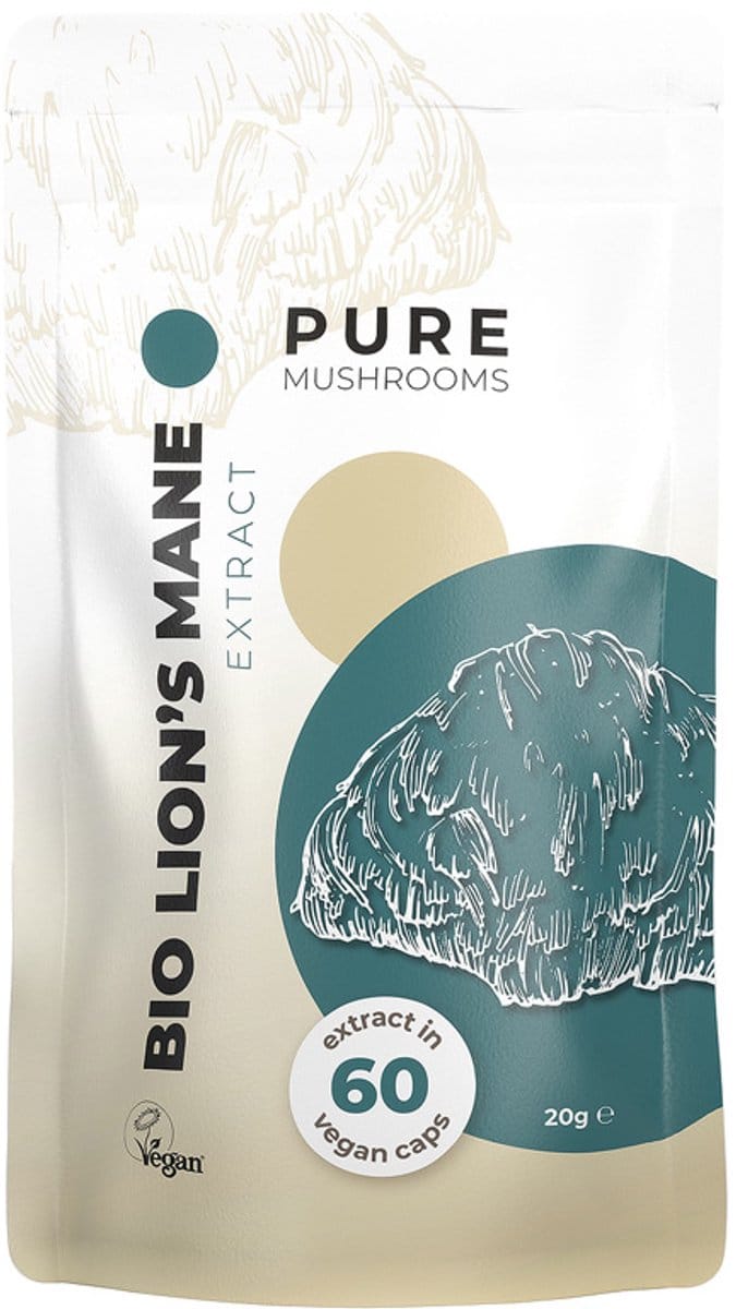 Pure Mushrooms Lion's Mane Paddenstoelen Extract Supplement Capsules Bio - 60 capsules