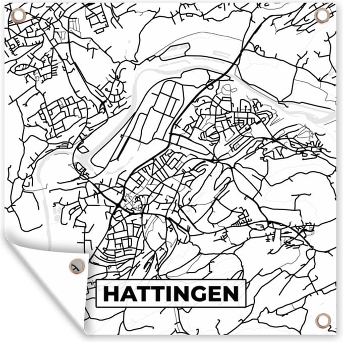 Tuindoek Hattingen - Stadskaart - Kaart - Plattegrond - 100x100 cm
