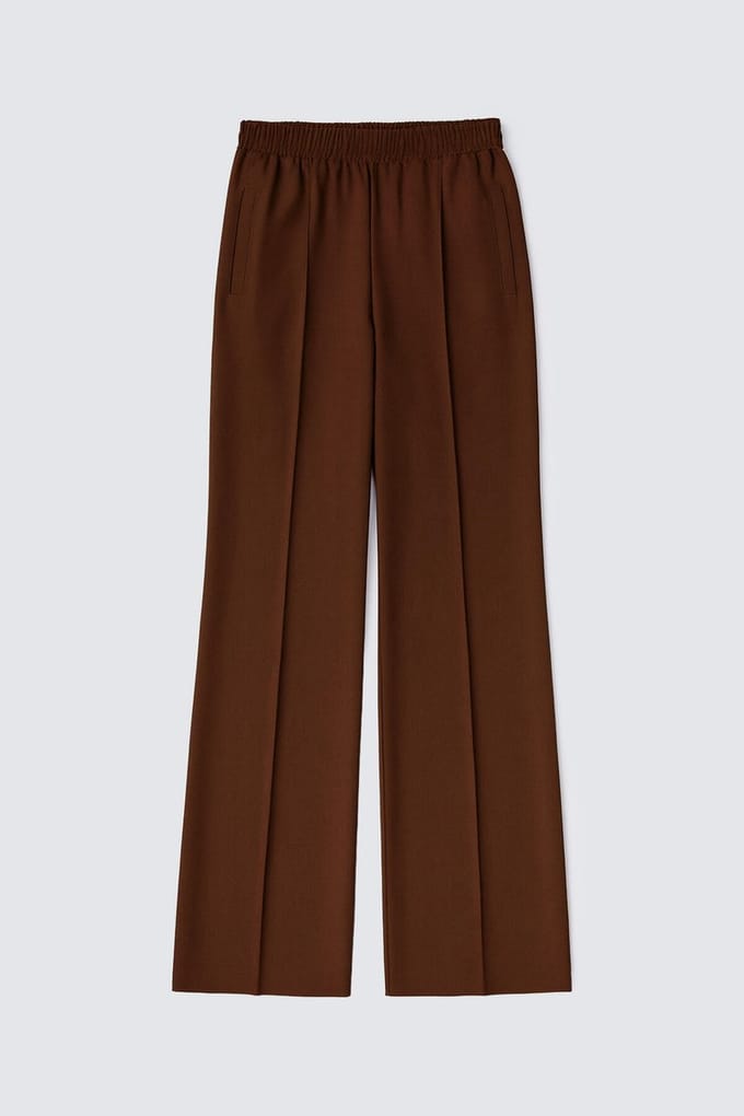 Touché Privé - Geplooide broek met elastische taille - Bruin - Dames