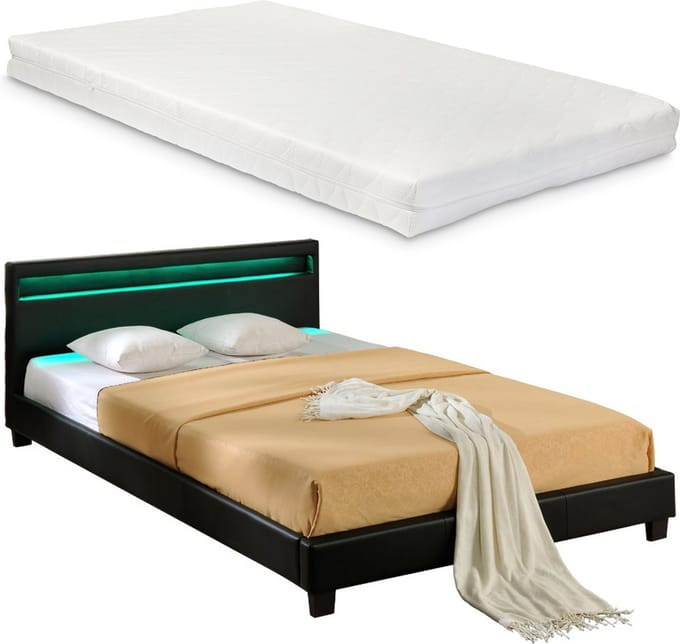 LED-Ledikant Parijs incl. matras en bedbodem 140x200 zwart