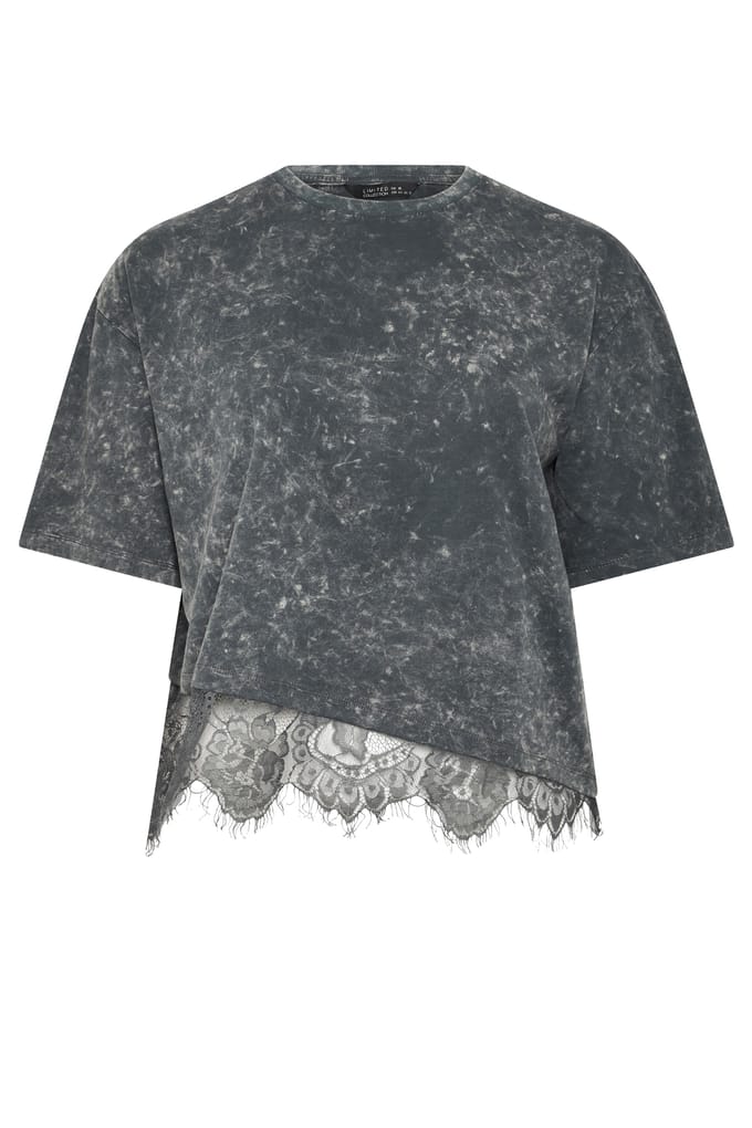 Limited Collection Grijs Tshirt Van Kant Met Acid Wash Size 40