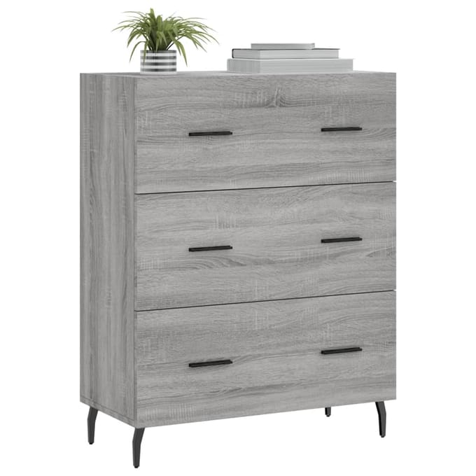 vidaXL - Dressoir - 69,5x34x90 - cm - bewerkt - hout - grijs - sonoma - eikenkleurig