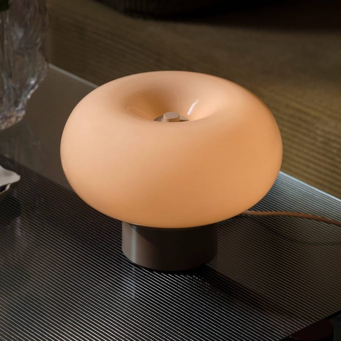 Nordlux Tafellamp Malti, glas, beige, Ø 27,5 cm, E27