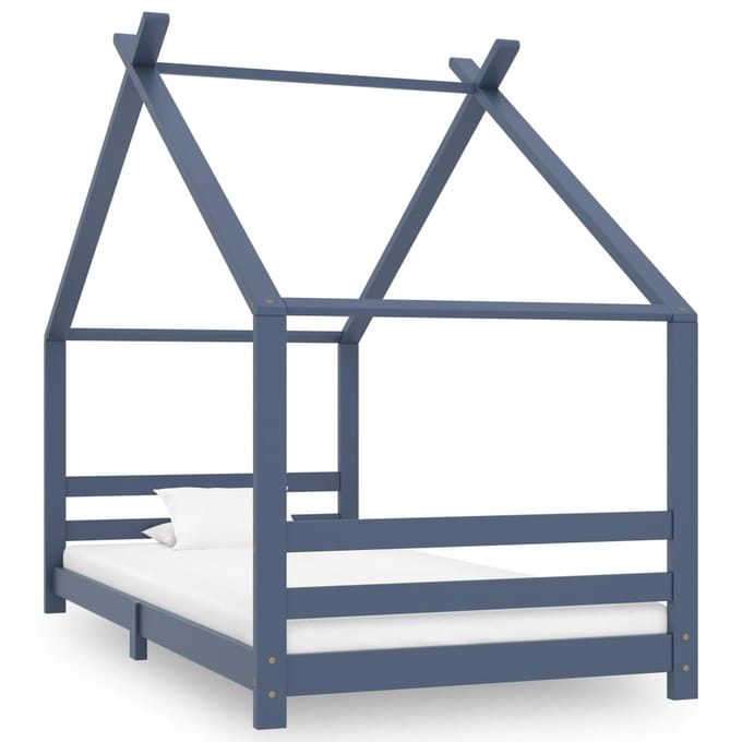 vidaXL - Kinderbedframe - massief - grenenhout - grijs - 90x200 - cm