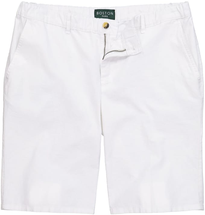 Boston Park - Heren - Linnenmix-Bermuda regular fit elastische tailleband - Sneeuwwit - Maat 72