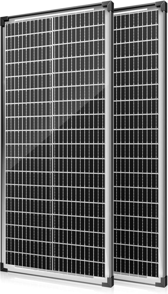 Zonnepanelen Set van 2, 200 Watt Monokristallijn voor Balkon en Camper