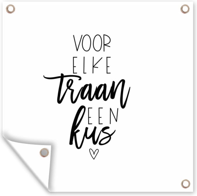 Tuindoek Sterkte - Quote - Zwart - Kus - 100x100 cm