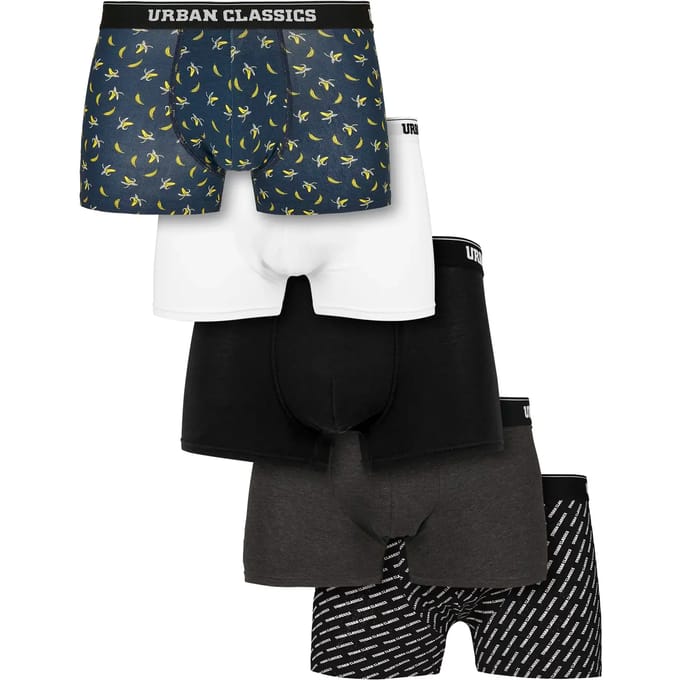 Urban Classics Boxerset - Boxer Shorts 5-Pack - S tot 4XL - voor Mannen - zwart-grijs-wit