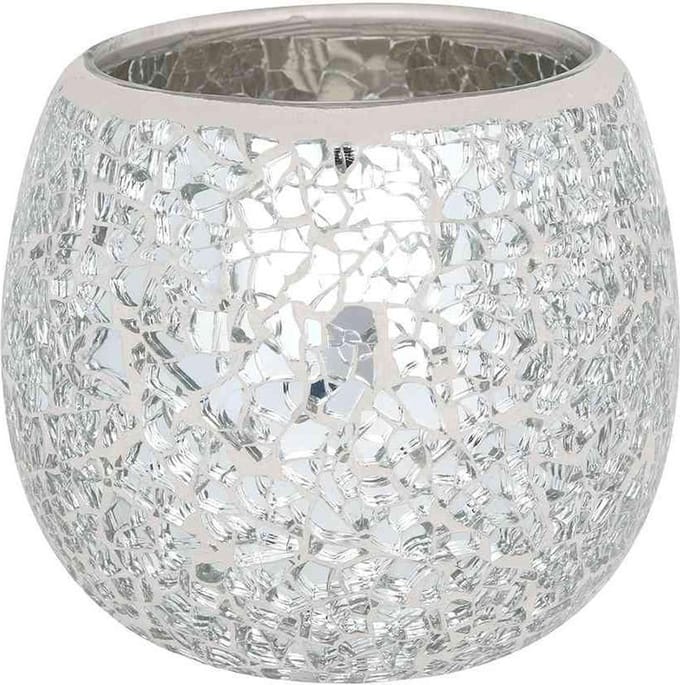 Something Different Theelichthouder Large Round Silver Crackle Multicolours