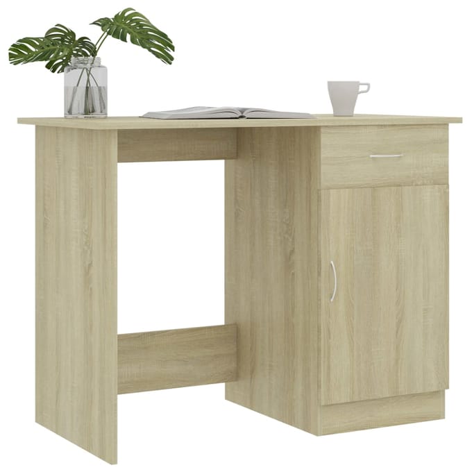 vidaXL - Bureau - 100x50x76 - cm - bewerkt - hout - sonoma - eikenkleurig