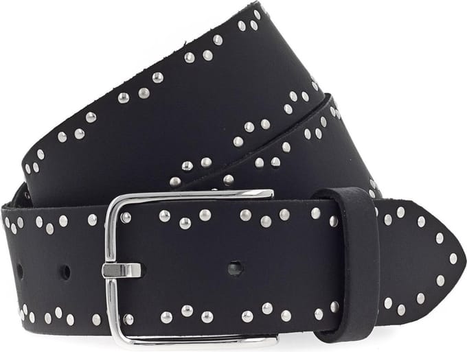 Vanzetti Leren Riem Denim Love 35mm Full Leather Belt W100 Black Zwart