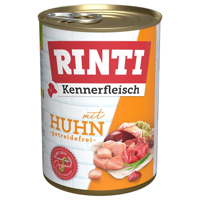 6x400g Rinti "Kennerfleisch" Kip Hondenvoer