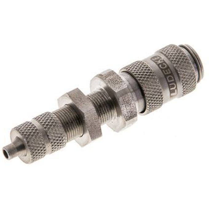RVS DN 2.7 (Micro) Luchtkoppeling Snelkoppeling 3x4.3 mm Push-On Schotkoppeling Double Shut-Off - CLS2-NB-S-SV-3
