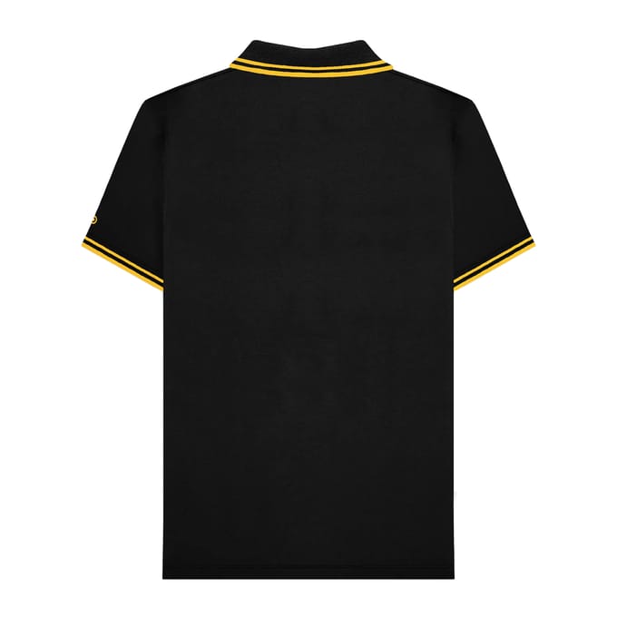 Lambretta Heren SS25 Tweekleurig Gestipt Poloshirt (Zwart/Goud)
