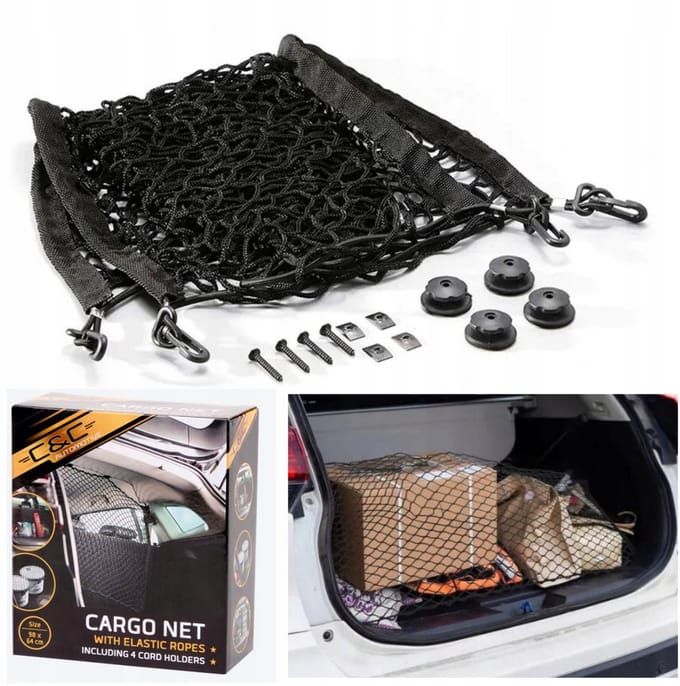 C&C Cargo net - bagagenet - 98x64cm - zwart - Elastisch net voor auto