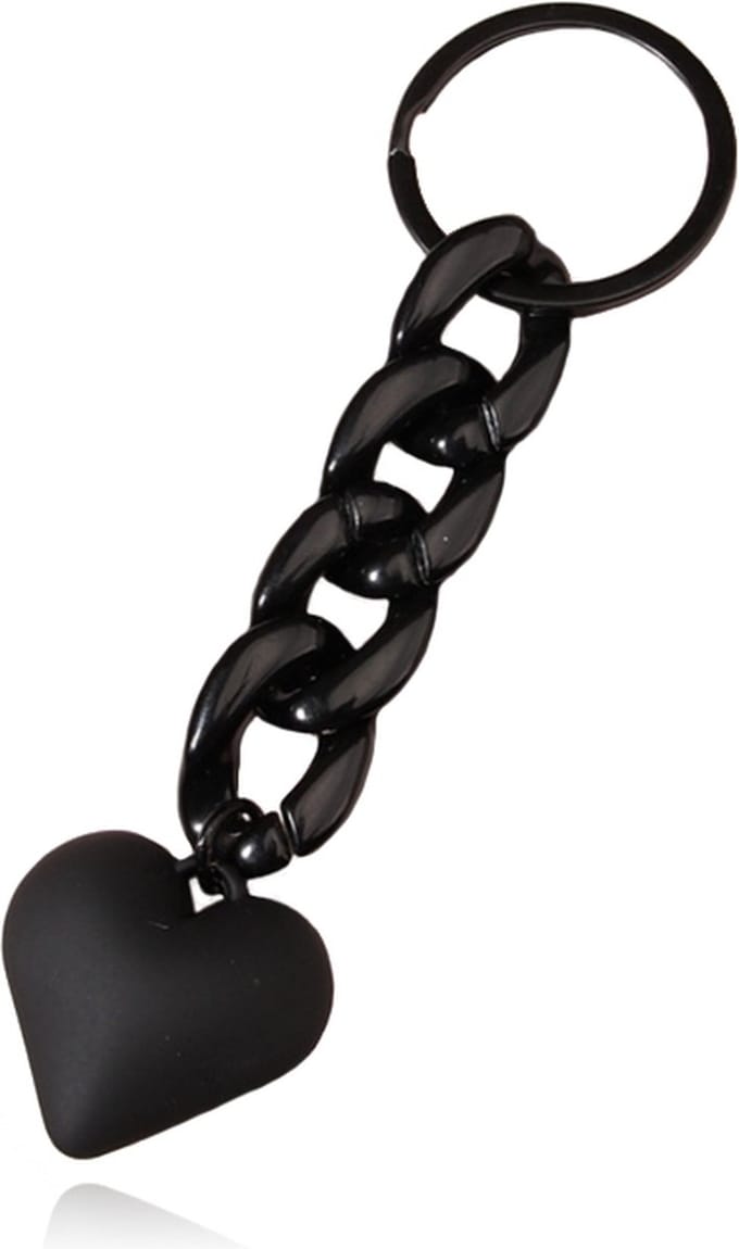 Sleutelhanger 4 grote Schakels & Hart - Zwart