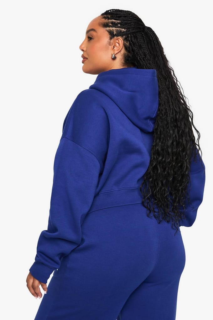 boohoo Dames PLUS DETROIT OVERSIZED ZIP UP HOODIE | Cobalt | Maat: 16