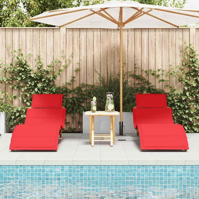 vidaXL - Ligbed - 2 - st - Massief - Acacia - Hout - Rood