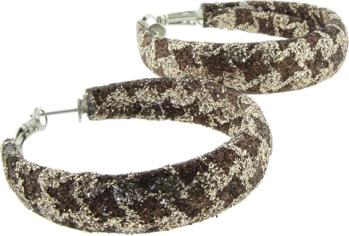 Behave - Oorbellen - Oorringen pied de poule glitterlook - 5.5 cm
