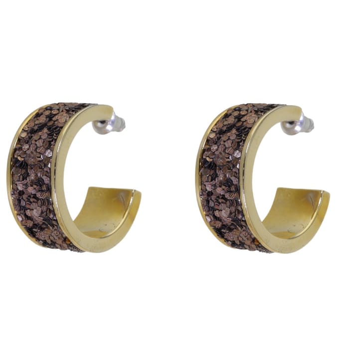 Behave - Oorringen dames goudkleur bruin - Glitterlook - Party chic