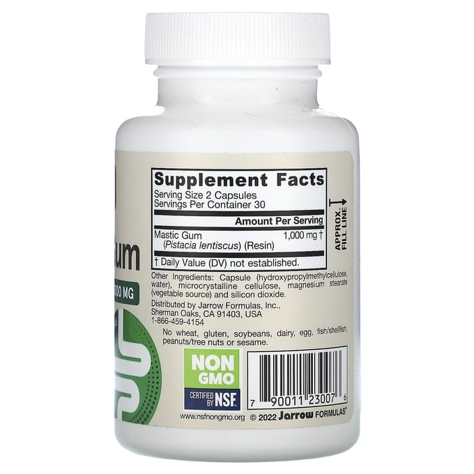 Gomme Mastic Végétalienne, 60 Capsules Végétales (500 mg par capsule)
