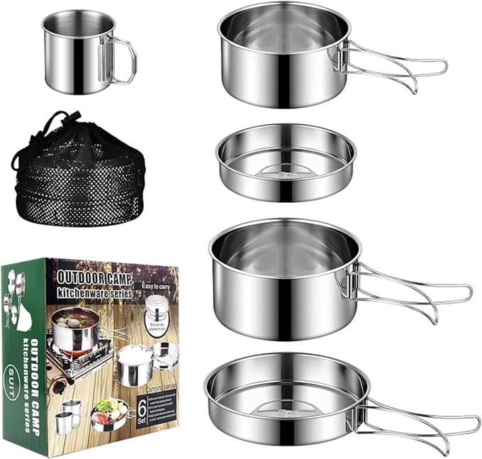 Campingkookset 5-delig - Inklapbare bestekset voor outdoor, wandelen en picknick