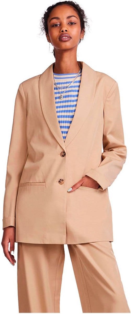 Pieces Size Loose Blazer Beige M Vrouw