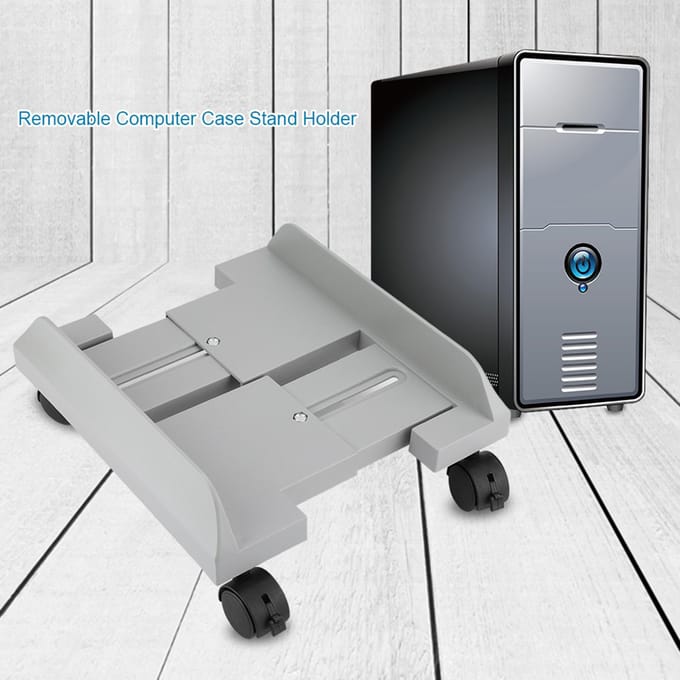 Verwijderbare Computerkast Standaard Houder Beugel Desktop Mainframe Opbergrek met Rem(Wit) White white