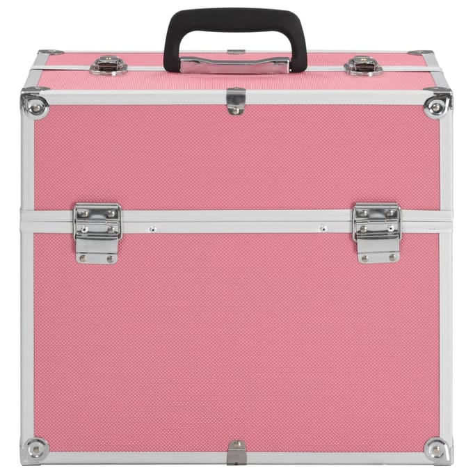 vidaXL - Make-up - koffer - 38x23x34 - cm - aluminium - roze