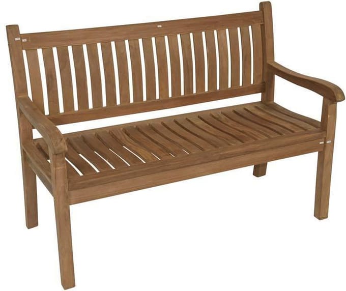 Lesliliving - Tuinbank Teak 2-persoons - gebogen rug - 130cm - Bruin