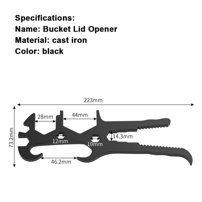 Ouvre-seau multifonctionnel Clé d'ouverture de couvercle ergonomique Outil polyvalent pour couvercle sans effort noir