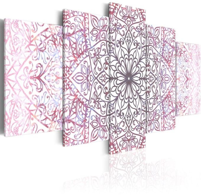 Schilderij - Oosterse Perfectie , Mandala , 5 luik