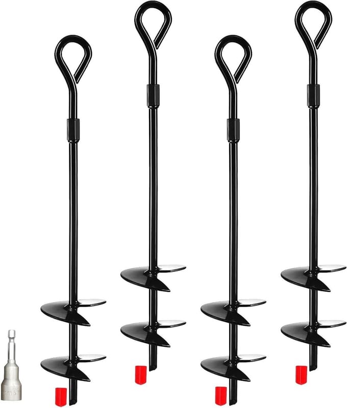 Grondanker - Haringen - Buitenbevestiging - Dubbele helix ontwerp - 40 cm - Zwart