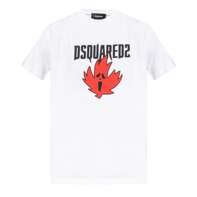 DSquared2 Heren Ghost Maple Leaf Cool Fit T-Shirt (Wit)