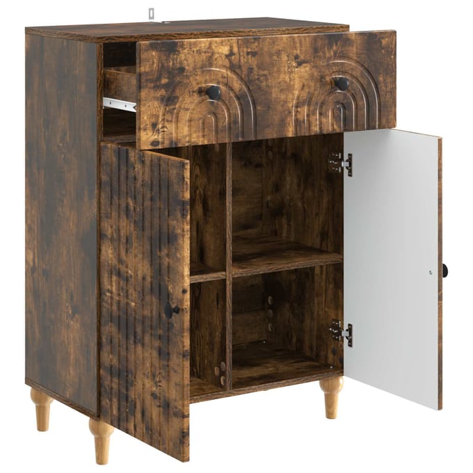 vidaXL - Dressoir - Gerookt - eiken - 66 - x - 34,5 - x - 90 - cm - Bewerkt - hout
