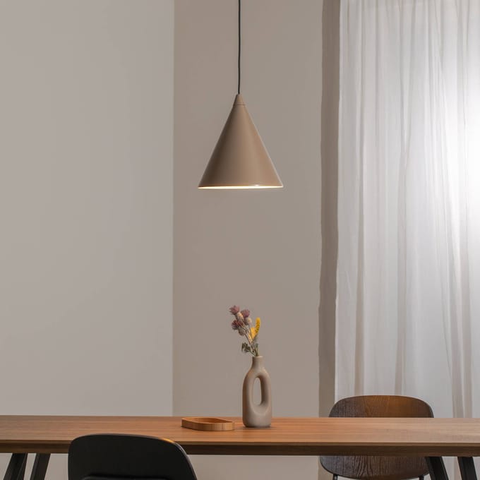 ALDEX Hanglamp Form, beige, metaal, Ø 24 cm, kegelvormig, E27