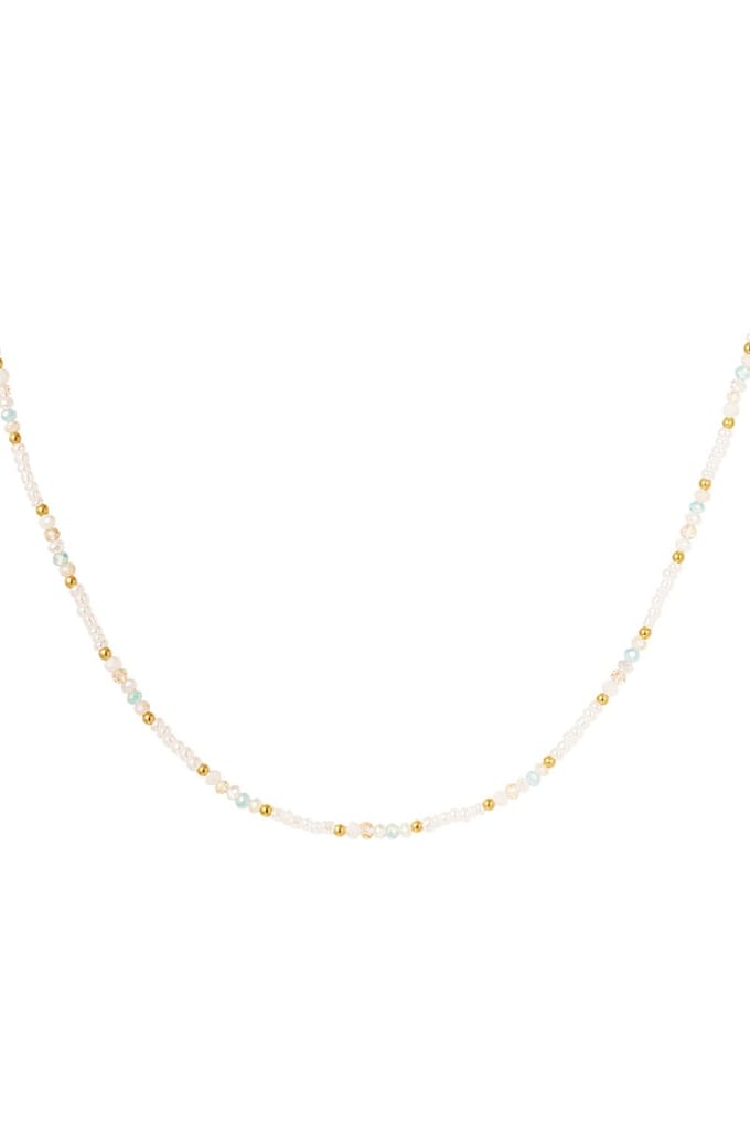 Ketting kraaltjes goud detail - pastel/multi