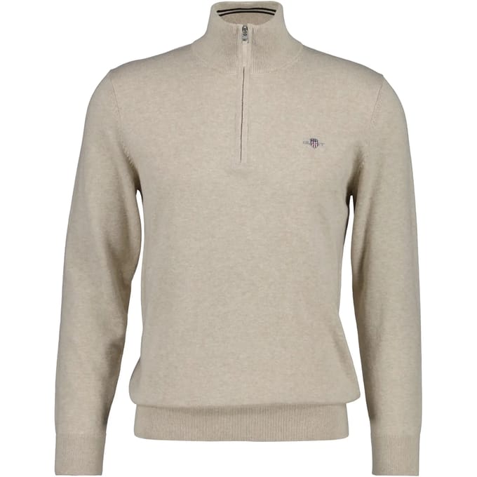 Gant Half Zip Beige Klassieke sweater van katoen 8030564/198
