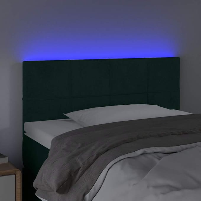 vidaXL - Hoofdbord - LED - 90x5x78/88 - cm - fluweel - donkergroen
