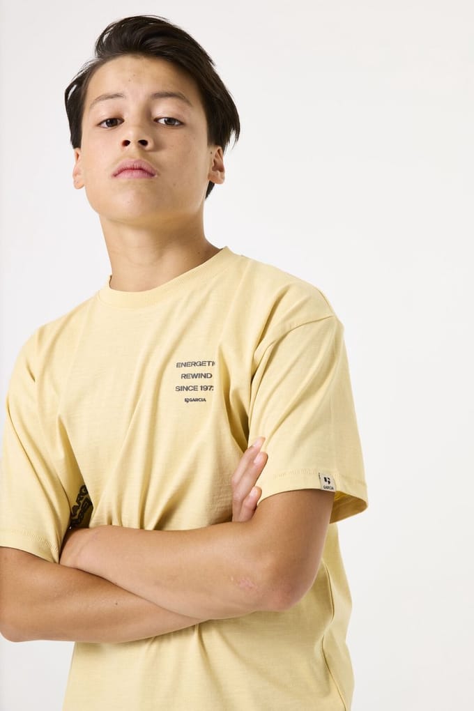 GARCIA Jongens Text print T-shirt Geel Korte mouw