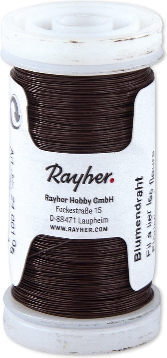 Rayher Bloemendraad of ijzerdraad - bruin - 0.35 mm dik - 100 meter snoer - metaaldraad - bindmaterialen