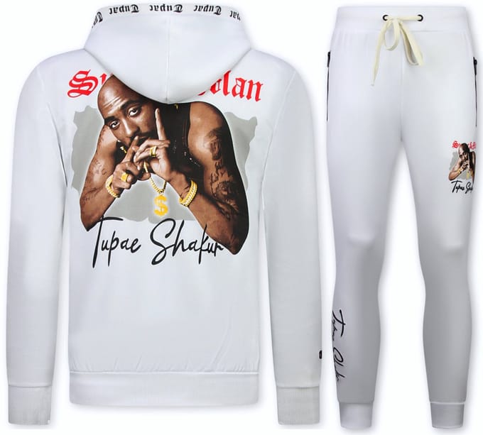 2Pac Kleding - Joggingpak Heren - Tupac Trainingspakken Heren - 3389 - Wit
