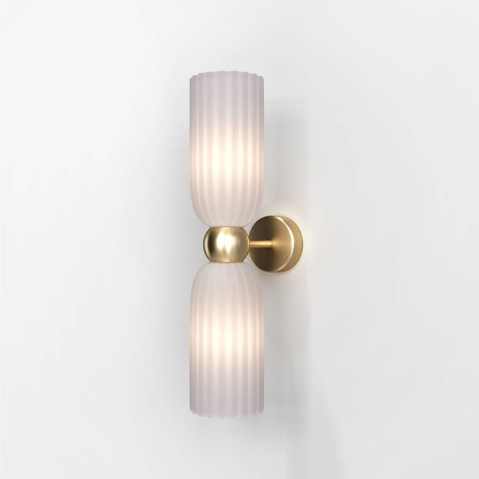 Maytoni wandlamp Antic, 2-lamps, goud/wit, glas