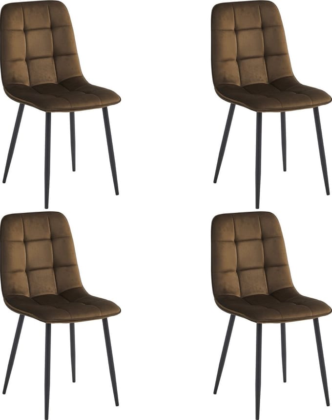 Colenis - Ela Eetkamerstoel - Set Van 4 - Bruin - Velvet - Design