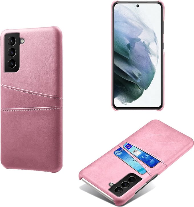 Backcover met Opbergvakjes + PMMA Screenprotector voor Galaxy S22 _ Roze Goud