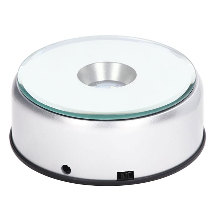 Support d'affichage rotatif à 360 degrés avec lumières LED rotatives 80 secondes par tour Base d'affichage LED de chargement USB white
