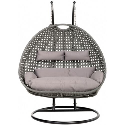 Hangstoel Polyrattan TWIN - Grijs - Met kussens
