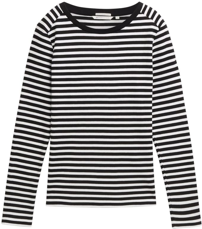 Tom Tailor Denim - T-shirt met lange mouwen en streepmotief - Maat XL - black white stripe